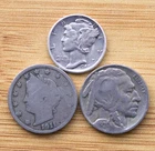 Old Coin Starter Collection With Mercury Dime, V Nickel, and Buffalo Nickel!