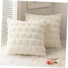 Valentines Pillow Covers 18x18 Inch Set of 2 18" x 18" Pack of 2 Cream White