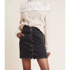 Anthropologie Pilcro and the lettepress black distressed denim skirt size 0