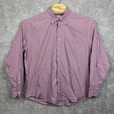 Peter Millar Shirt Mens XL Pink White Gingham Check Summer Comfort Button Down