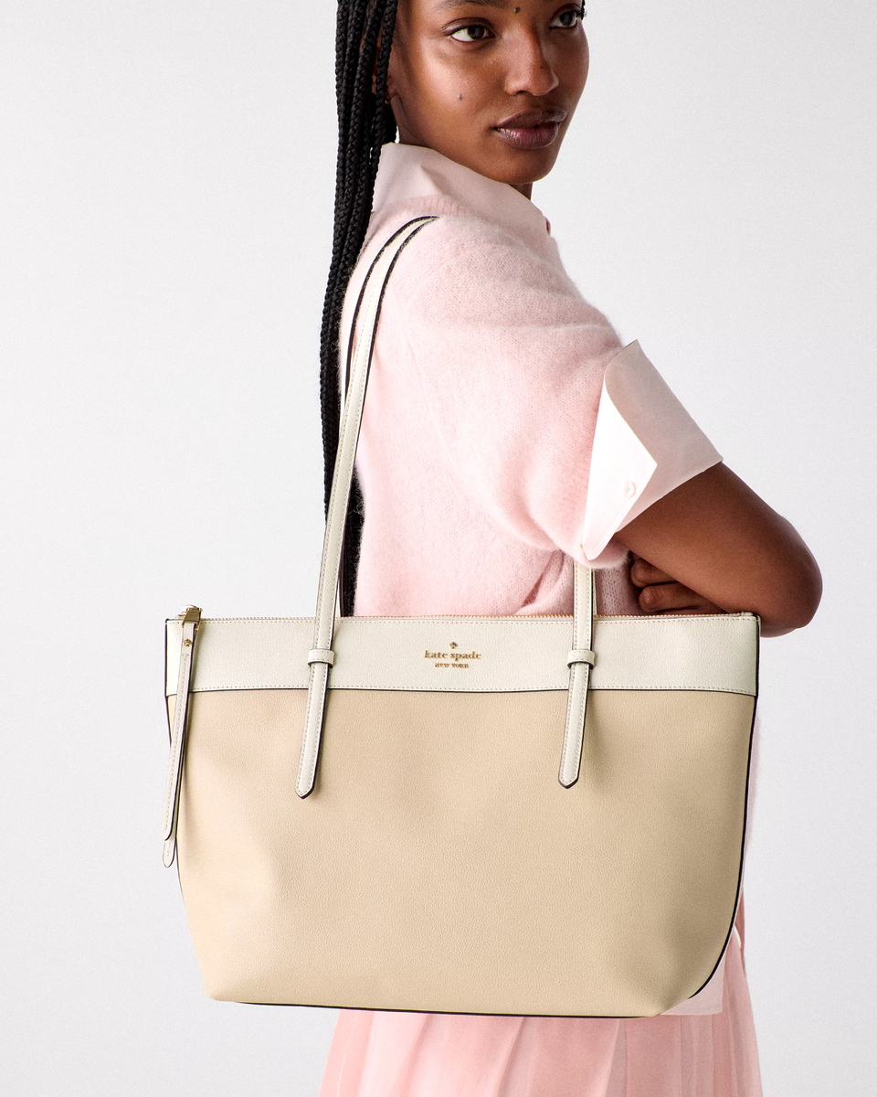 New Kate Spade All Day Large Tote Delicate Pebble Leather Milk
