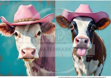 Pink Hat Heifers | A4 Rice Paper | Paper for Decoupage | Decoupage Central