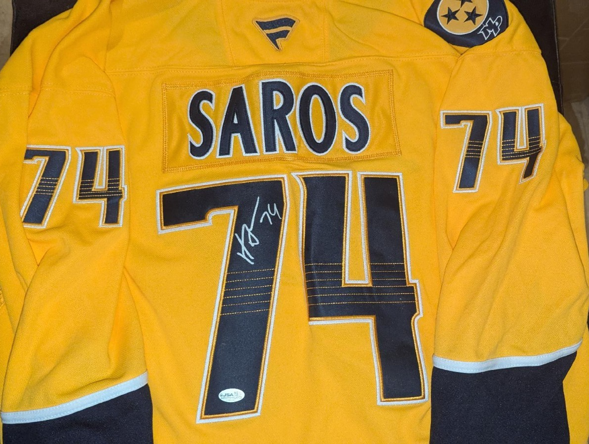 Juuse Saros Autographed Signed Nashville Predators Jersey JSA COA 