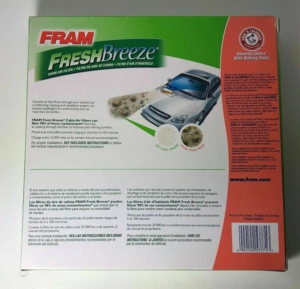 Filtro de aire de cabina Fram Fresh Breeze para GMC Sierra 1500 3500HD 1999-18 fibra nuevo Foto 4 de 4