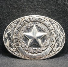 WG03140 GREAT VINTAGE 1970s THE STATE OF TEXAS STATE COMMEMORATIVE BELT BUCKLE