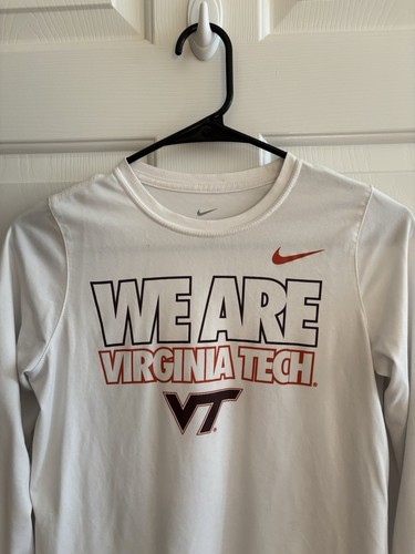 Nike White “We Are Virginia Tech” Dri-Fit L/S Athletic Tee, Youth Sz Large - Picture 2 of 6