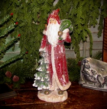 Primitive 12" Red BELSNICKLE Santa Claus Tree Toy Bag Vtg Style Christmas