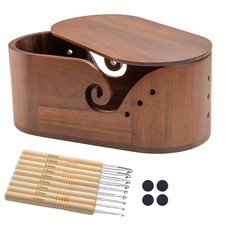 Oval Wooden Yarn Bowl for Crocheting, Large Crochet Yarn Holder, Handmade Croche