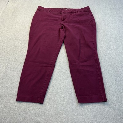 Old Navy Pants Womens 18 Maroon Purple Pixie Mid Rise Chino Preppy Academia