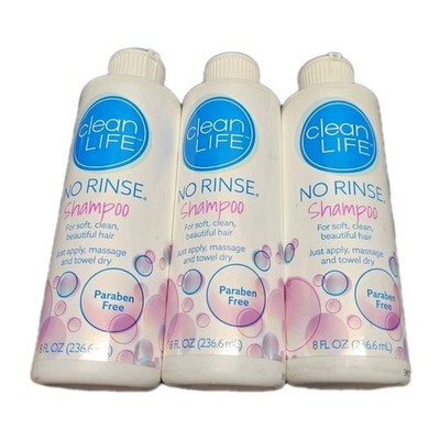 3 PACK Clean Life No Rinse Hair Shampoo For Soft, Clean beautiful hair 8 Oz Each