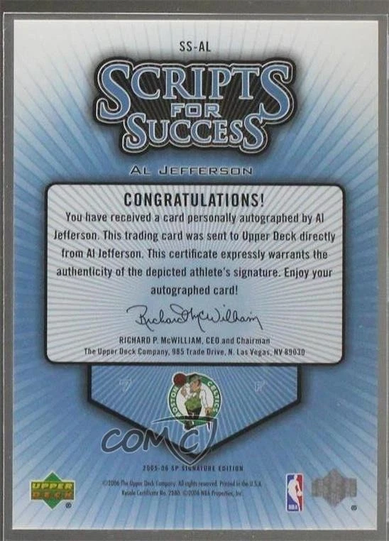 2005-06 SP Signature Edition Scripts for Success /200 Al Jefferson #SS-AL Auto - Image 2 of 2