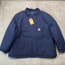 Carhartt Firm Duck Insulated Traditional Coat Mens 3XL Navy Blue Workwear Quilt