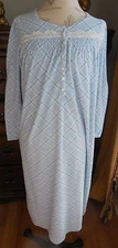 COZY BLUE PLAID WITH LACE EARTH ANGELS WOMENS WARM WALTZ NIGHTGOWN IN SIZE S