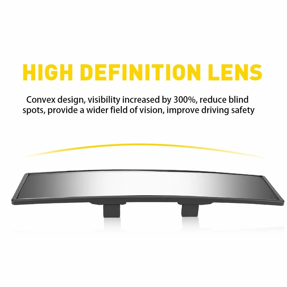 Espejo retrovisor transparente convexo ancho con clip interior gran angular universal 270 mm Foto 4 de 4