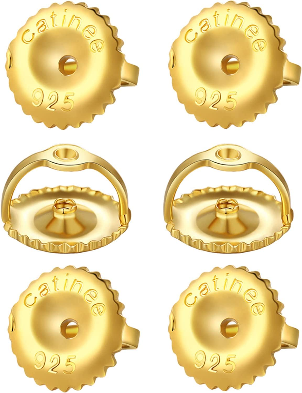 3 Pairs Gold Screw Earring Backs Replacements,14K Gold Plated 925