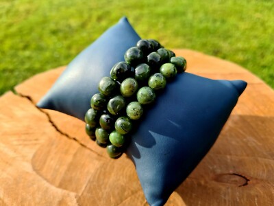 Nephrit Jade Trommelstein Heilarmband, balanciert Yin Yang, Traumstein,...