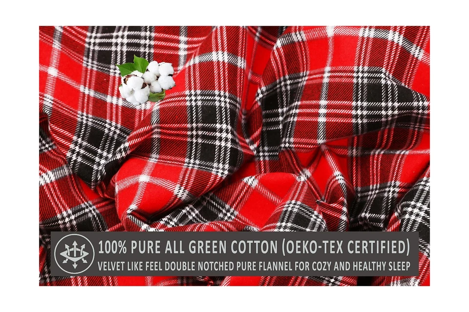 Juego de sábanas de franela RUVANTI tamaño queen - 100 % algodón franela cepillada... Foto 4 de 4