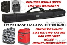 NEW Life Warranty High Sierra Double Ski Bag and Deluxe Boot Bags Combo  BONUS