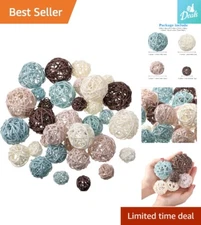 Decorative Wicker Rattan Balls for Centerpiece Bowls - 36 Pcs - 4 Sizes & Colors