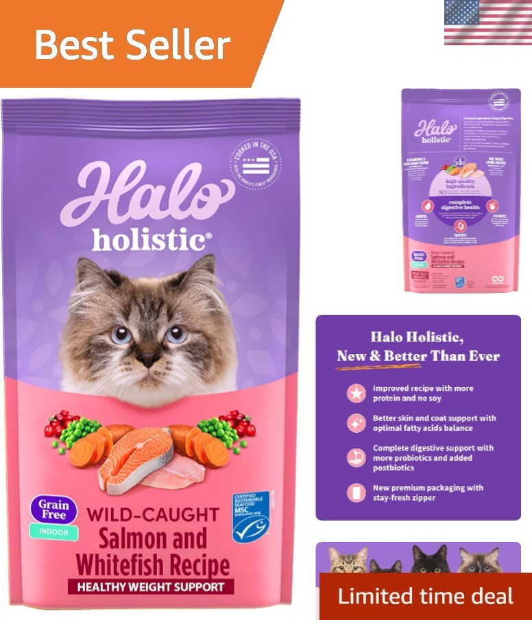 Wild Caught Salmon & Whitefish Formula, Grain Free Dry Cat .