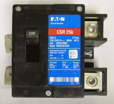 EATON CUTLER HAMMER CSR2200N 2 Pole 200 Amp Type CH CSR Main Circuit