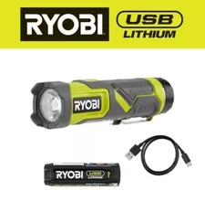 RYOBI 600 Lumens Compact Flashlight Kit Includes Flashlight, Battery & USB Cable