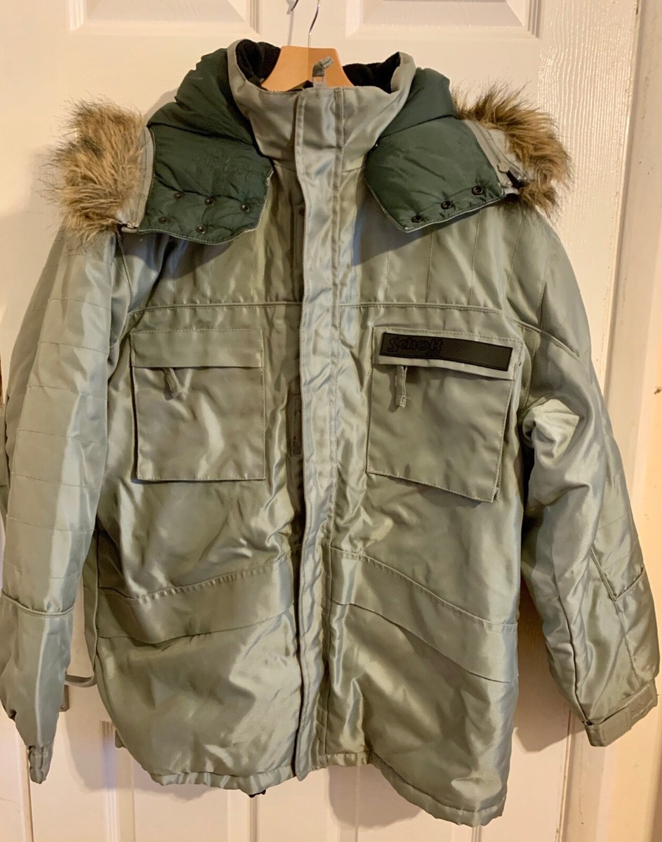 Men's Schott NYC Winter Parka Coat Grey Colour Size Medium