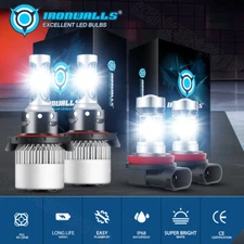 4X Combo H13 H11 LED Headlight High Low Beam Fog Light Super Bright White 6000K