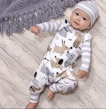 Baby Boy  Lot. Infant, 3-6 months. caps, Romper, Muslin Swaddle &giraffe Teether