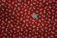 ~ OOP VTG MICHAEL MILLER HORSESHOE RED & WHITE  COTTON FABRIC  FAT QUARTERS ~