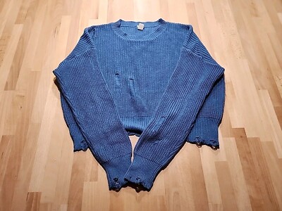 JS71 Distressed Blue Cropped Sweater