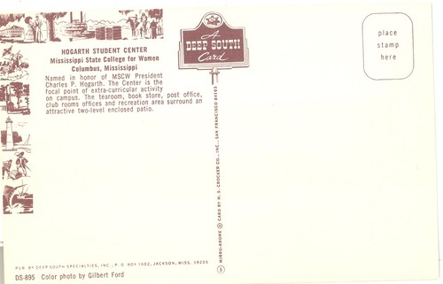 Vintage Mississippi Chrome Postcard Columbus Hogarth Student Center College - Picture 2 of 2