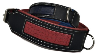 Hundehalsband Cloud Breit Leder Halsband Rot Blau M L XL Kroko Optik Tysons 