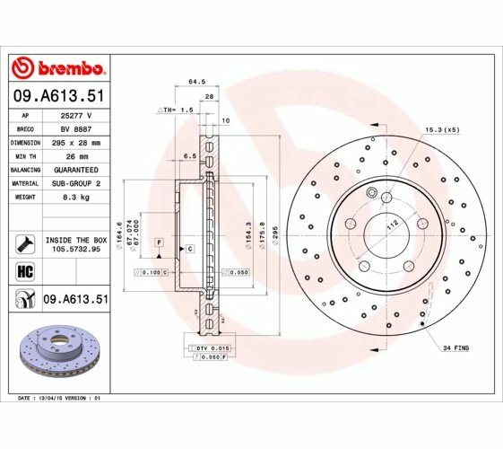 Set of 2 BREMBO 09.C220.10 Bremsscheiben