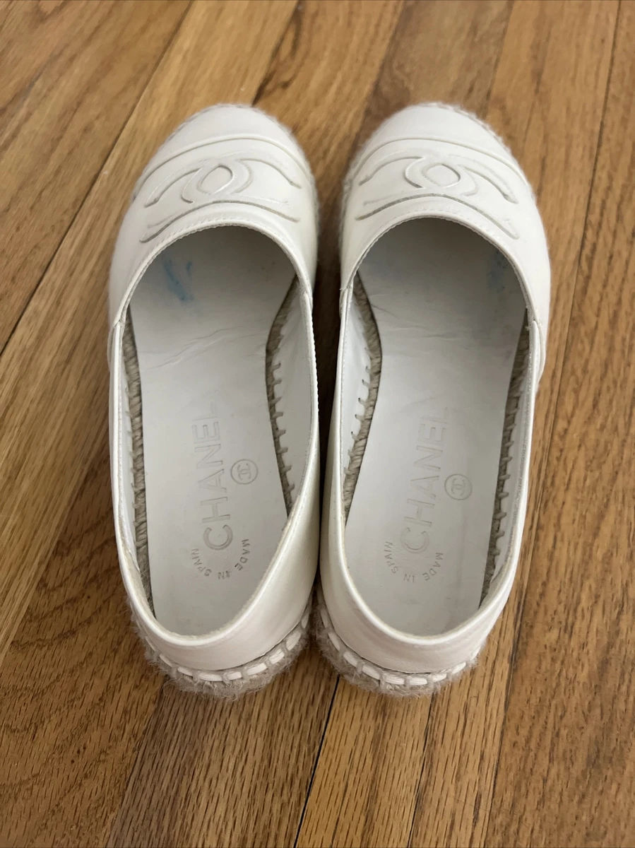 Chanel Espadrilles Slip on Size 36 in White. Worn Once With Box