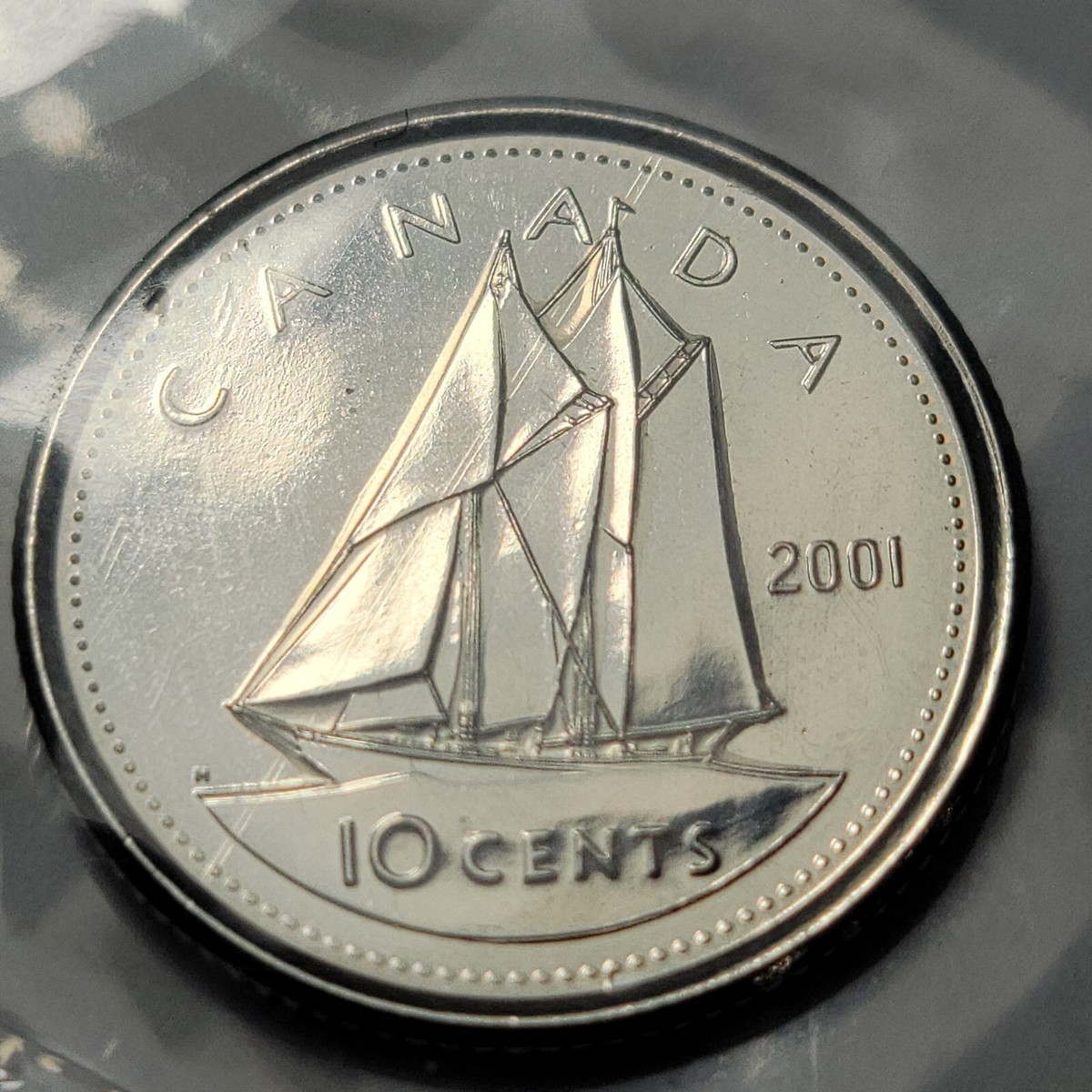 2001 P Proof Like CANADA 10 Cent Dime Uncirculated Coin PL in plio
