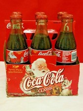 Coca-Cola 1999 Coke Classic Christmas Santa 6-Pack with Carton 8 oz Bottles Full
