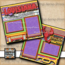 LOUISIANA vacation 12x12 Printed 2 Premade Scrapbook Pages mardi gras A0480