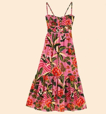 NWT Farm Rio - Leopard Forest Midi Dress - Pink Floral - XXS