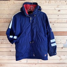 Fila Vintage Blue Hoody Zipper Puffy Ski Jacket Size 8