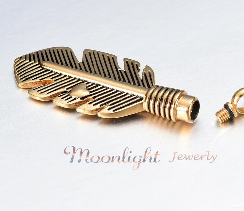 Novo Colar Memorial Suporte de Cinzas Pingente de Cremação Urna Coração de Penas - Imagem 4 de 4