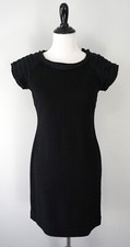 ANN TAYLOR Black Sheath 100% Wool Tiered Sleeve Midi Dress Size 4