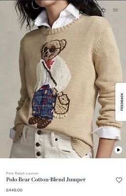 Polo Ralph Lauren Womens Bear Teddy Beige Jumper Sweater XXS Polo Ralph Lauren Womens Bear Teddy Beige Jumper Sweater XXS