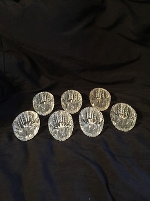 7 VINTAGE ANTIQUE CLEAR GLASS SALTS DIPS CELLARS BOWLS