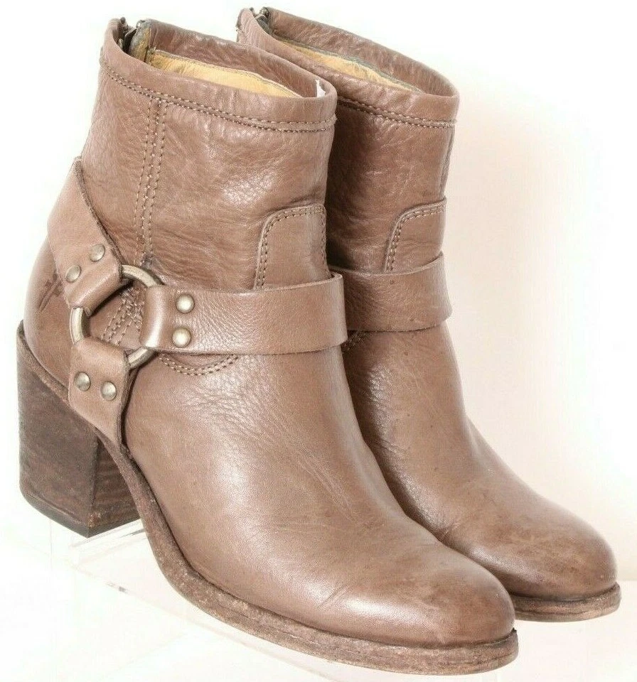 Frye 4001 Tabitha Gray Harness Back Zip Ankle Heel Boots shoes