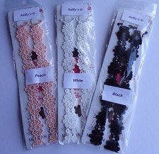 BRA STRAPS REPLACEMENTS - FLOWER - ADJUSTABLE - 2 CM WIDTH BLACK / WHITE / PEACH