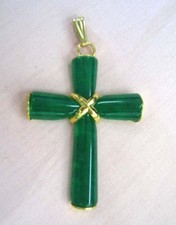 Green/Black Jade Cross Lucky Pendant Necklace Women /Mens Jewelry