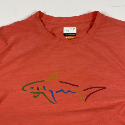 #ad Greg Norman Shirt Mens Large Orange PlayDry Shark Logo Golf Performance Tee $13.29