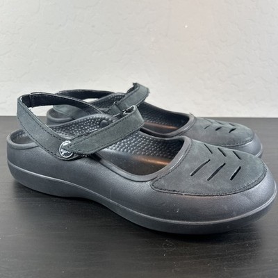 Crocs Troika Women's Sandals Size 10 Mary Jane Style Black Suede Comfort Shoe