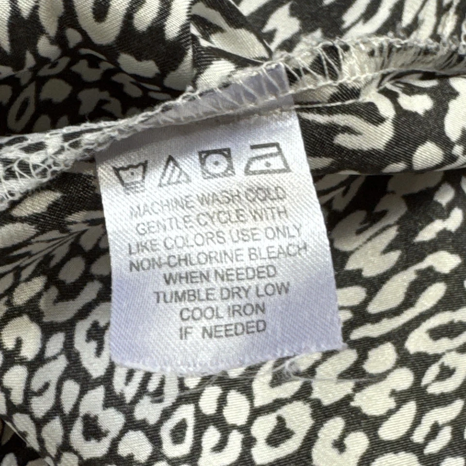 Linea Donatella Black White Animal Print Pajama Lounge Set Button Down Silky XL - Image 3 of 4